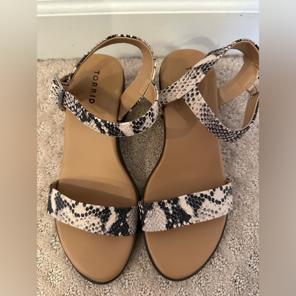 Torrid faux snake skin double strap block heels